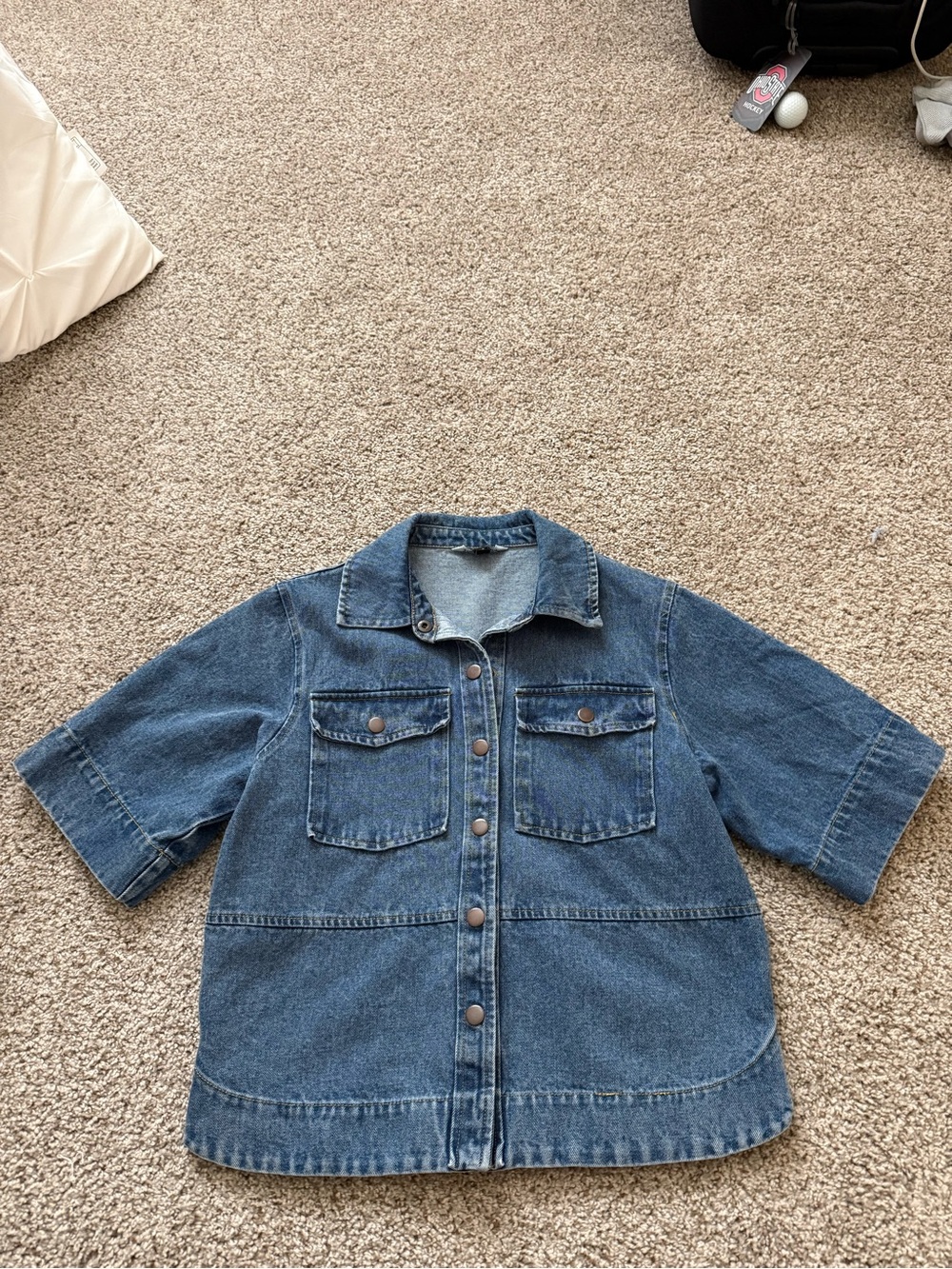 Steve Madden Blue Short-Sleeve Denim Jacket
